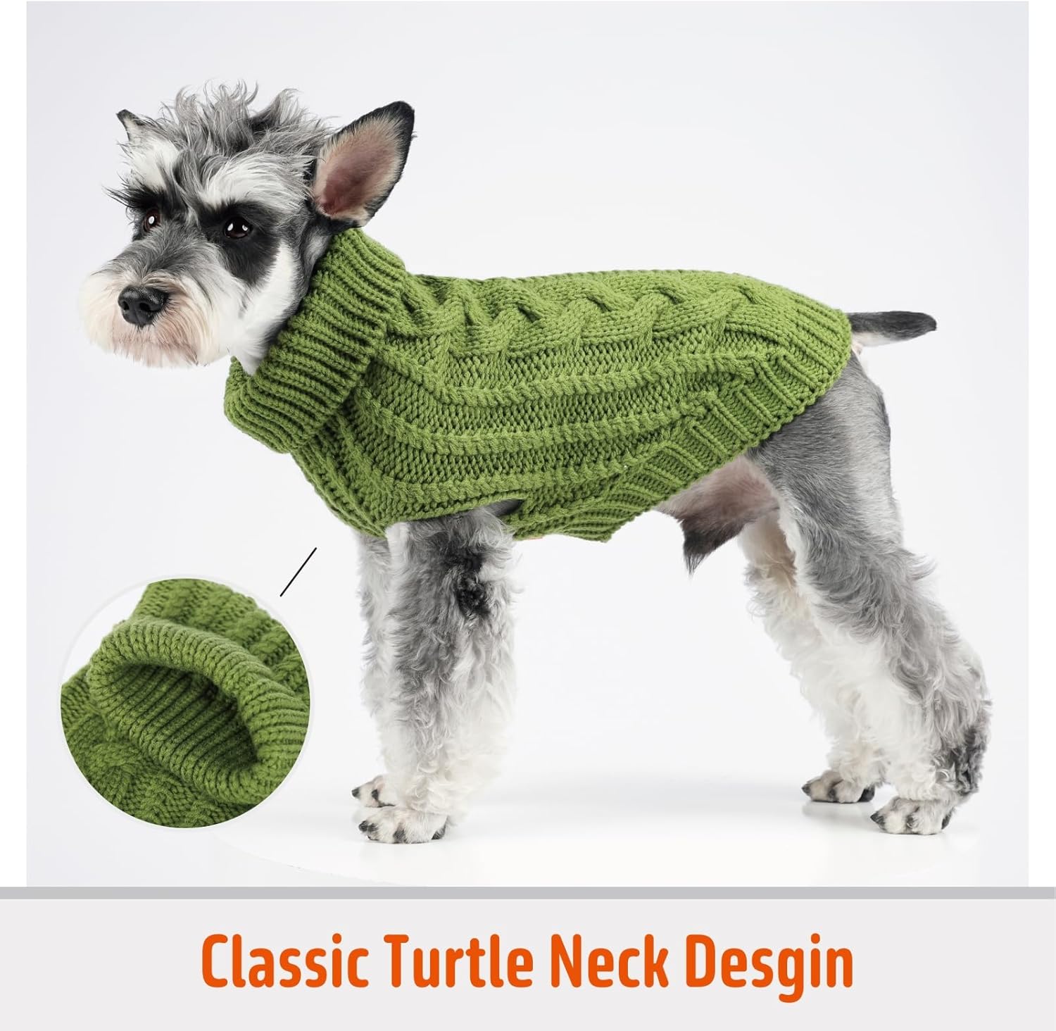 FOFOS Dog Sweater for Small Dogs Warm Winter Puppy Sweater Soft Pullover Dog Clothes for Cold Weather (Green, S)