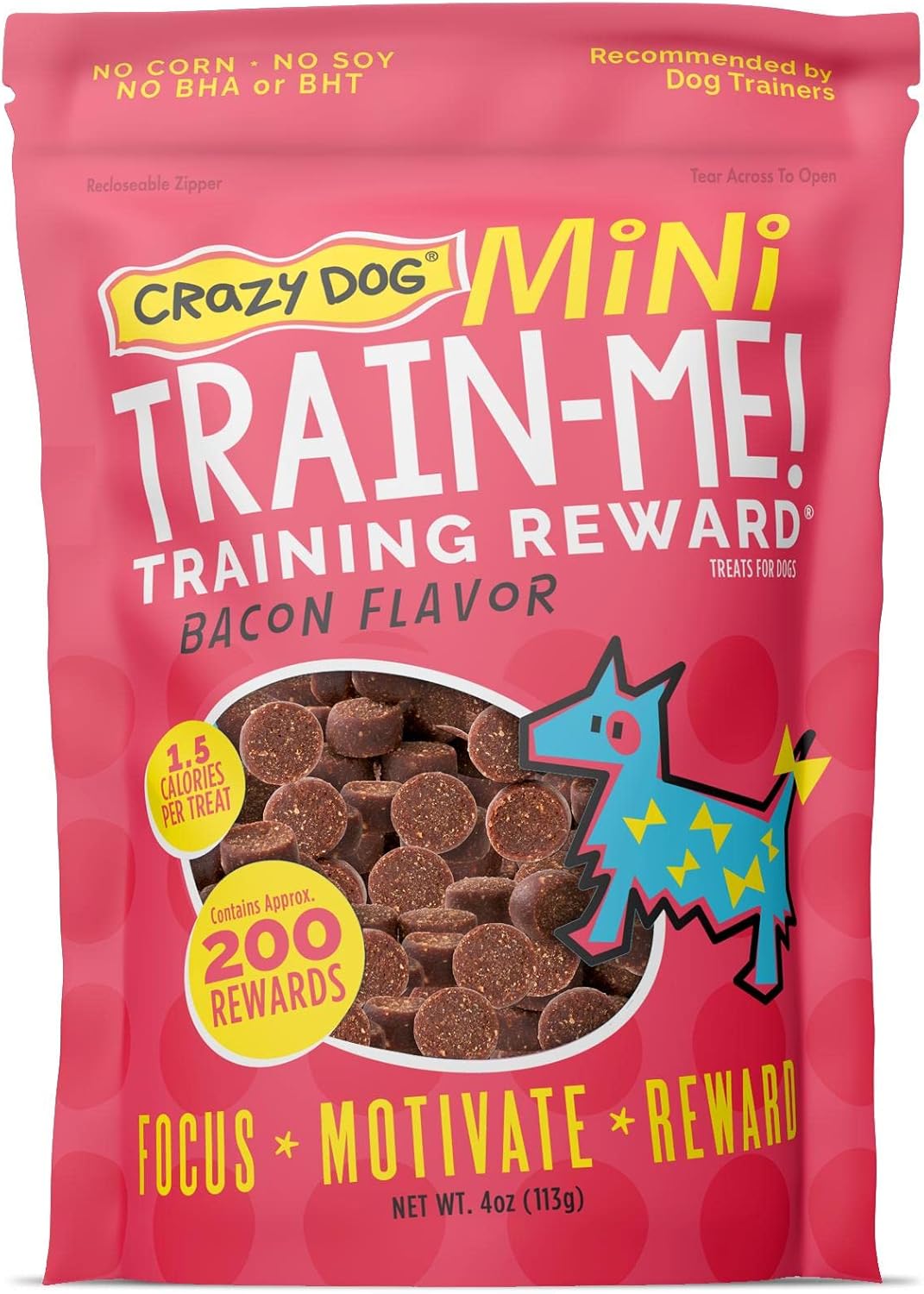 Crazy Dog Mini Train-Me! Training Treats 10 oz. Bag, Chicken Flavor, with 500 Treats per Bag, Recommended by Dog Trainers