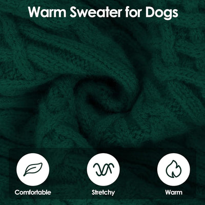SUNFURA Dog Sweater, Dog Sweaters for Medium Dogs Girl Boy, Warm Soft Sweaters Pullover for Fall Winter, Solid Color Turtleneck Knitwear Clothes for Pug, Yorkie, Boston Terrier, Green M