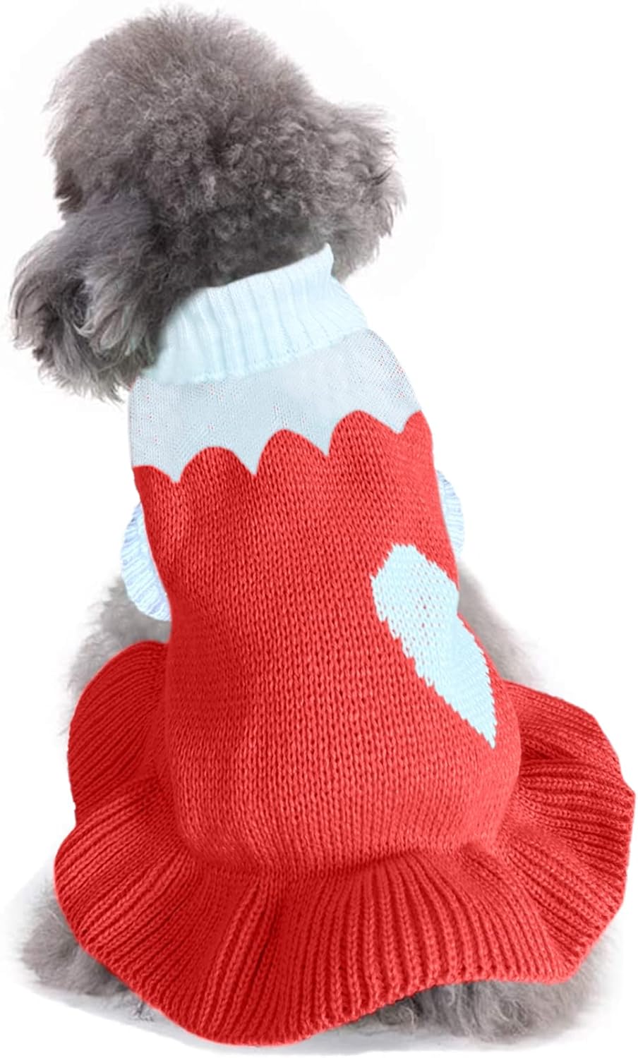 CHBORCHICEN Pet Dog Sweaters Classic Knitwear Turtleneck Winter Warm Puppy Clothing Cute Strawberry and Heart Doggie Sweater (Pink, Medium)