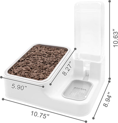 Pet Feeder and Water Dispenser 2-in-1 Set, with Stainless Steel Feeding Bowl, Easy to Clean, Siphon Water Dispenser, and Hair Filtrationn, Suitable for Cats, Dogs, and Rabbits