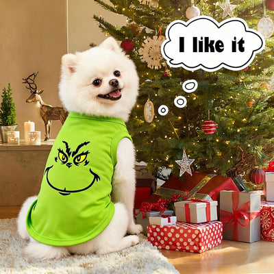 Christmas Dog Shirt Puppy Outfit - Green Printed Doggy Clothes Dog Pajamas - Xmas Cosplay Funny Soft Pet Clothes for Small Medium Large Dogs Cats - S