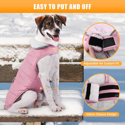 iBuddy Dog Winter Coats with Fleece Vest,Waterproof Warm Dog Snow Jacket Windproof, Reflective Adjustable Pet Dogs Cold Winter Coat for Dogs Girl Boy