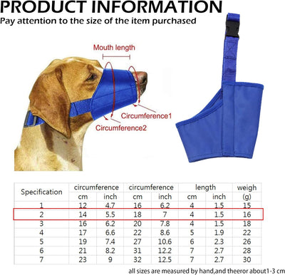Parts Express Soft Anti-Biting Barking Chewing Muzzle, Breathable Waterproof Adjustable Muzzle for Small Medium Dogs, Blue (S)