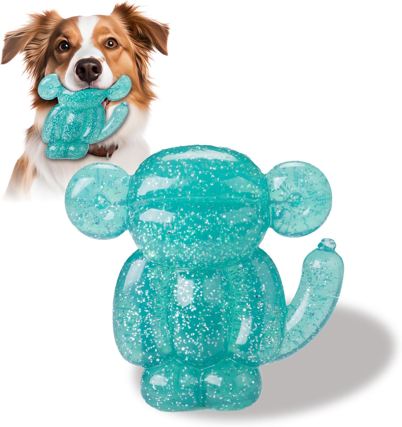 Monkey Dog Chew Toy, Indestructible Dog Rubber Toy for Medium & Large Dogs, Tough No Stuffing Puzzle Toy, Anxiety Relief & Dental Care, Interactive Cognitive Toy, 4.92inch (Green)