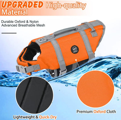 EMUST Dog Life Jacket, Dogs Life Vests for Swimming, Beach Boating with High Buoyancy, Dog Flotation Vest L, NewOrange