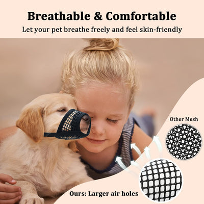 Bozal para perro, bozales de malla suave para perros pequeños, medianos y grandes, Chihuahua, caniche Husky, Labrador Retriever, protector bucal transpirable para morder, masticar, aseo, permite jadear beber, fácil de usar