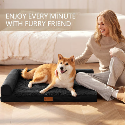 Patas Lague Cama ortopédica para perros grandes, impermeable, en forma de L, sofá cama grande para mascotas con funda extraíble lavable, tapete suave y cómodo para mascotas con parte inferior