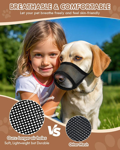 Dog Muzzle, Soft Air Mesh Muzzle for Small, Medium & Large Dogs, Anti-Biting, Barking, Chewing, Breathable, Drinkable, Adjustable Loop, Suitable for German Shepherd, Husky, Labrador Retriever-Black,M