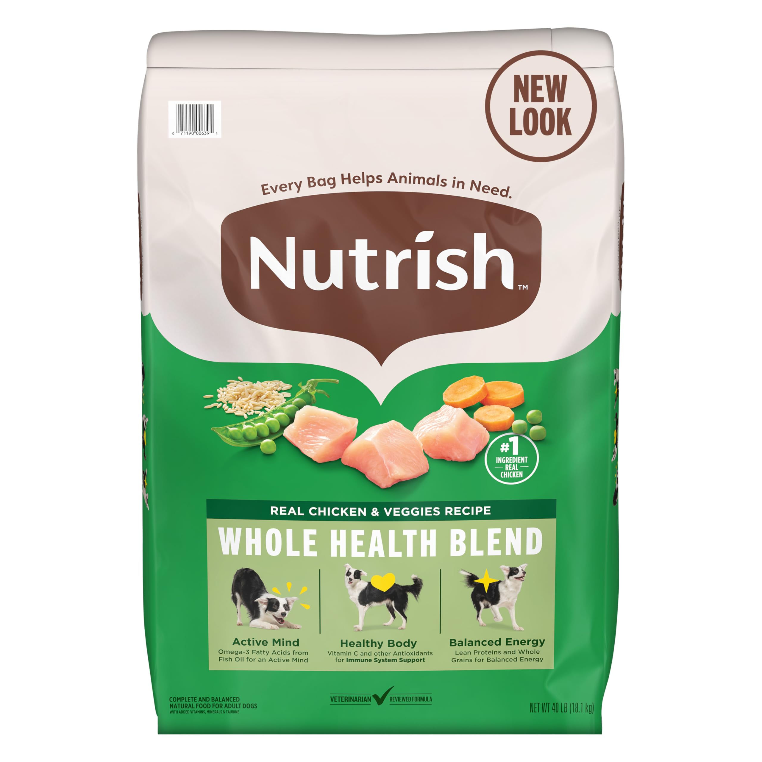Nutrish Real Chicken & Veggies Recipe Whole Health Blend Dry Dog Food, 14 lb. Bag, Packaging May Vary (Rachael Ray)