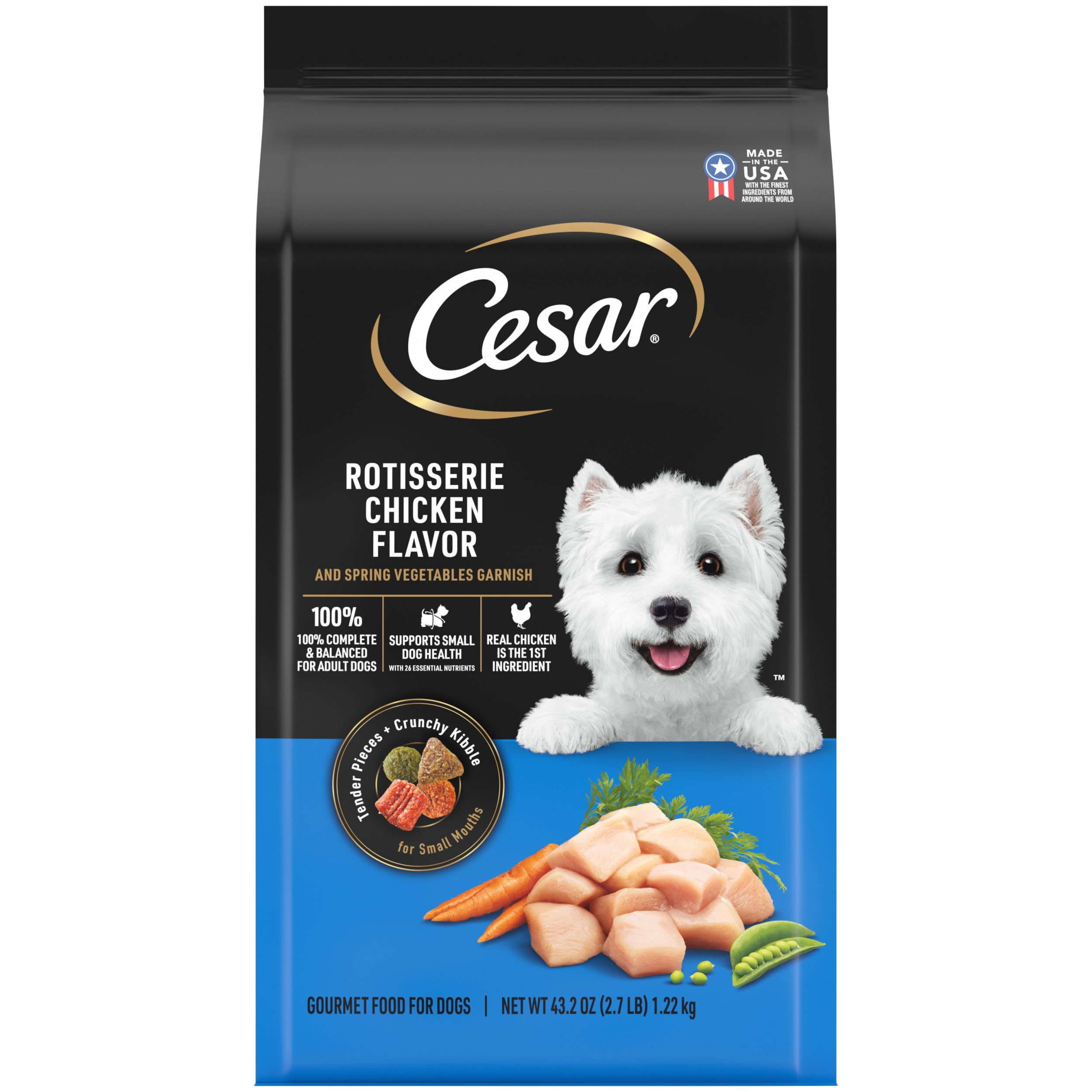 Cesar Small Breed Dry Dog Food Filet Mignon Flavor and Spring Vegetables Garnish, 12 lb. Bag