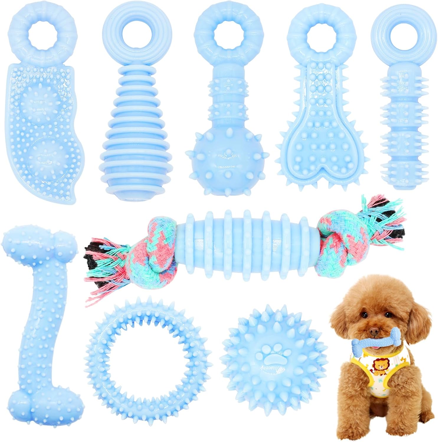 Puppy Toys, 6 Pack Dog Chew Toys for Puppy, Cute Pink Small Dog Toys, Teething Toys for Puppies, Soft Durable Interactive Chew Toy for Small Dogs