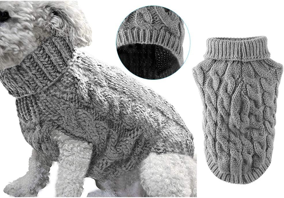 Winmany Pet Dog Turtleneck Knitting Sweater Coat Winter Warmer Thickening Pullover Knitwear Crochet Coat Clothes for Small Medium Dog Cat