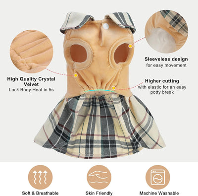 BEAUTYZOO Classic Plaid Dog Dresses for Small Dogs Girl, Dog Clothes with Bow Tie & Skirt, Puppy Dress for Female Dogs, Christmas Birthday Party Outfit for Shih Tzu Yorkie Chihuahua Princess Apparel