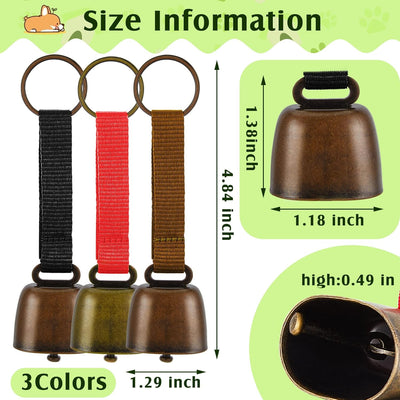 Moxweyeni 3 Pieces Loud Dog Collar Bells with Nylon Strap Pet Training Necklace Goat Bear Bell for Small Dog Collar Charm with Tracker Noise Animal Anti Lost Pet Pendant Accessories Decorative