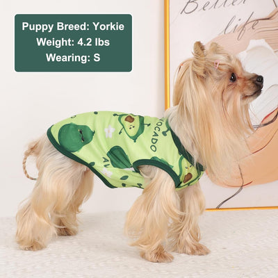 Dog Shirt Vest Dog Clothes for Small Dogs Boy Girl Stretchy Summer Puppy T-Shirts Soft Breathable Lightweight Puppy Sweatshirt Pet Cat Outfit (Avocado, X-Small)