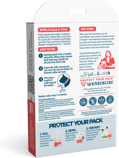 Wondercide - Flea and Tick Cat Collar - Flea, Tick, and Mosquito Repellent, Prevention for Cats - with Natural Essential Oils - Pet and Family Safe - Up to 4 Months Protection