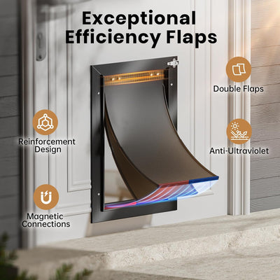 All Aluminum Dog Door for Exterior Door, Large Doggy Door, Heavy Duty Pet Door, Double Magnetic Flaps, Thermal Tnsulation, Energy Efficient, Sliding Lock Panel (Pets Up to 110Lb)