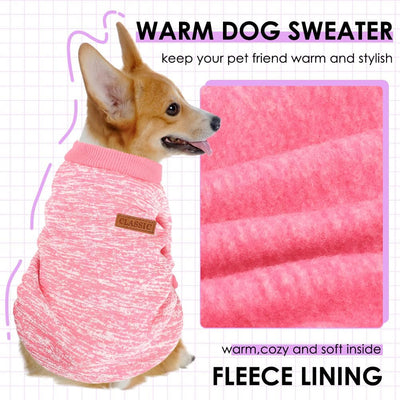 3 Pack Dog Sweaters for Small Dogs Girl Boy Winter Fleece Clothes Warm Soft Dog Sweatshirt Outfit for Dogs Cats Pet Apparel (Pink+Rose+Purple, Small)