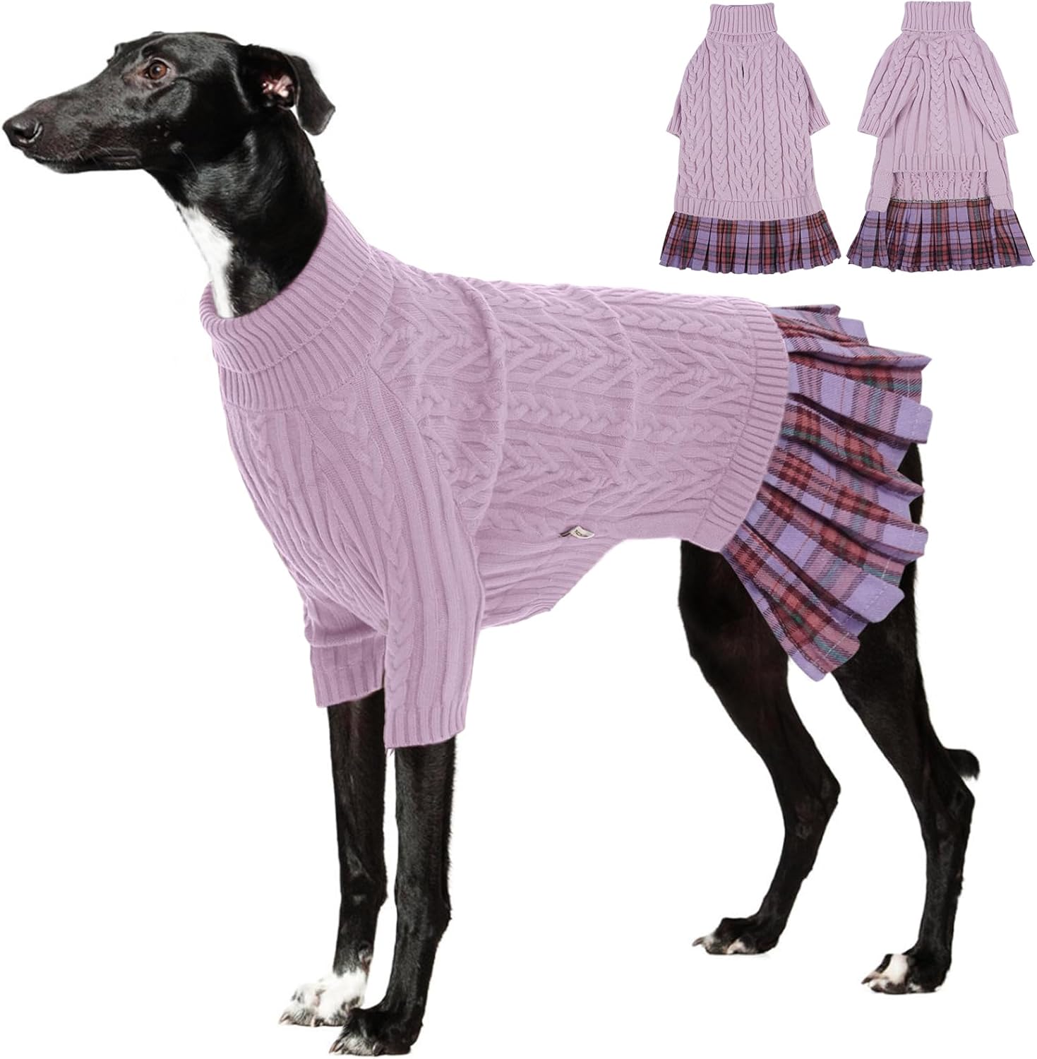 IECOii Big Girl Dog Sweater Dress, Cable Knit Sweater for Extra Large Dogs Girl,Purple,4XL, Cute Dog Warm Dress for Fall Winter, Good Stretcy Fit Knitwear for Giant Breed Dogs Female Indoor & Outdoor