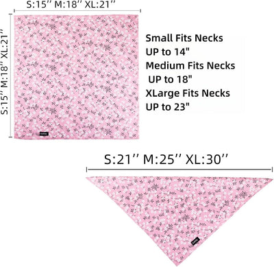 Summer Spring Dog Bandanas-4PCS Pink Green Orange Floral Printing Dog Scarf Bib Kerchief Breed for Girl Dogs Large Medium Pets Gift