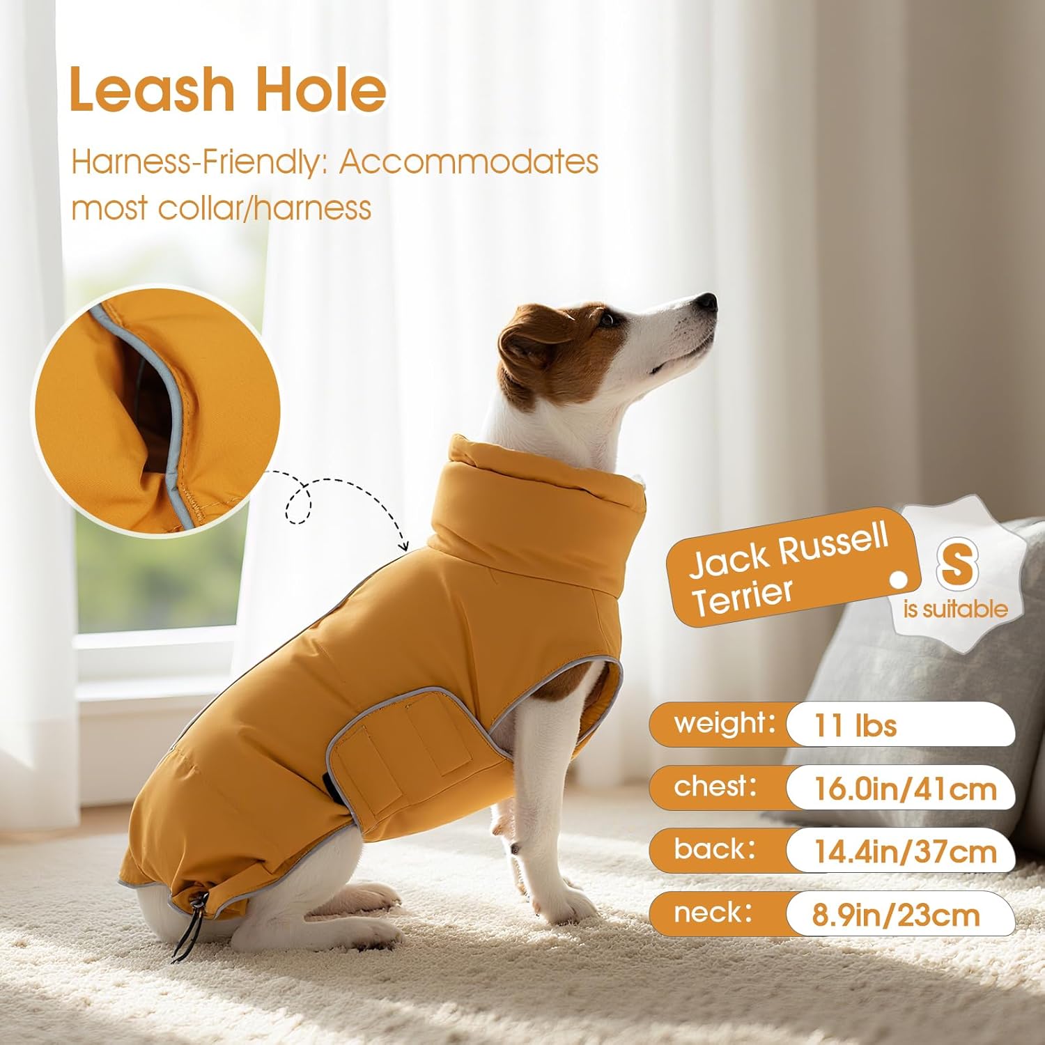 FUAMEY Dog Puffer Jacket for Large Dogs,Dog Cold Weather Coats Winter Dogs Down Jackets Waterproof Pet Snowsuits Warm Puppy Winter Vest Turtleneck Pets Adjustable Jackets Coats Mustard Yellow XXL