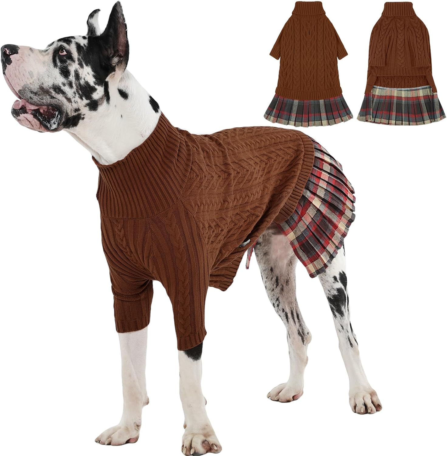 IECOii Big Girl Dog Sweater Dress, Cable Knit Sweater for Extra Large Dogs Girl,Purple,4XL, Cute Dog Warm Dress for Fall Winter, Good Stretcy Fit Knitwear for Giant Breed Dogs Female Indoor & Outdoor