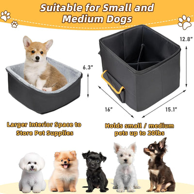 JJRING Dog Car Seat for Small Dogs, Pet Booster Seat, Elevated Dog Car Seat, Washable and Detachable Puppy Car Seat, Black
