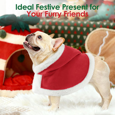 AOFITEE Dog Christmas Cloak - Christmas Dog Costume, Funny Red Pet Santa Cloak with Hat for Large Dogs, Soft Fleece Xmas Cape Holiday Party Outfit for Cats & Puppy, Medium Large Dogs