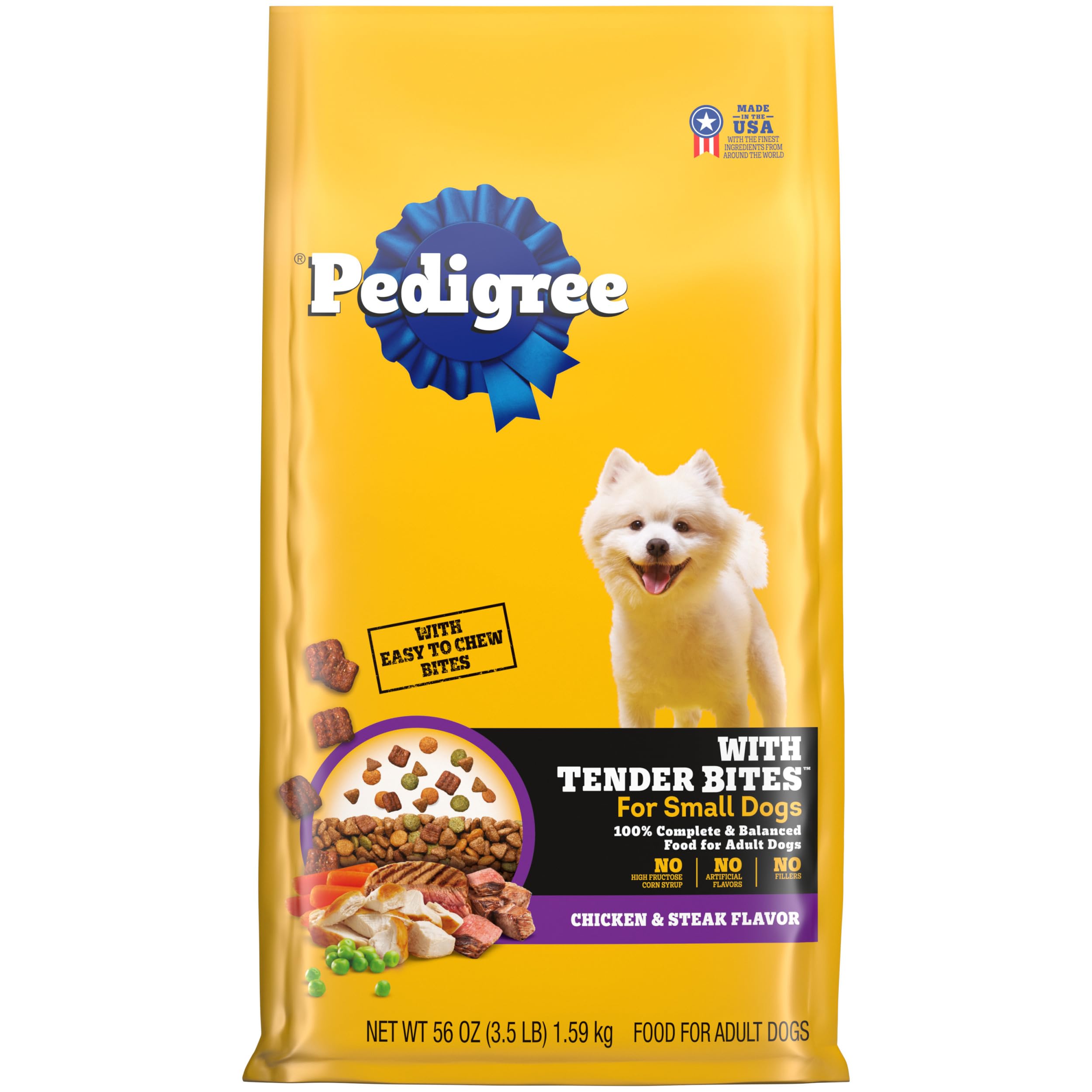 Pedigree Complete Nutrition Adult Small Dog Dry Dog Food, Grilled Steak and Vegetable Flavor, 14 lb. Bag