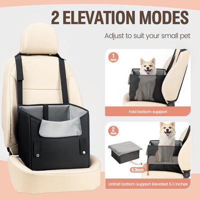 Dog Car Seat for Small Dogs or Medium Size Dog Portable Car Booster Seat for Dogs with Harness and Thick Cushion, Perfect for Small Pet up to 25lbs (Black)