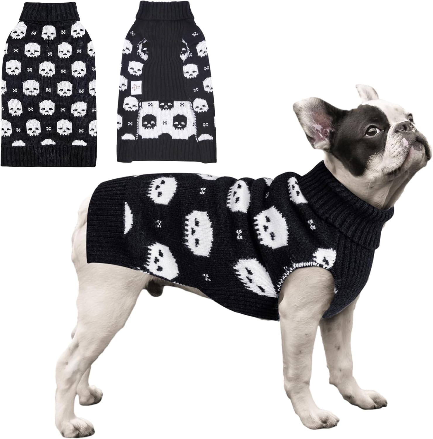 CuteBone Dog Sweater for Small Dogs Pink Pig Knit Puppy Sweater Turtleneck Pet Winter Clothes Cat Apparel with Harness Hole