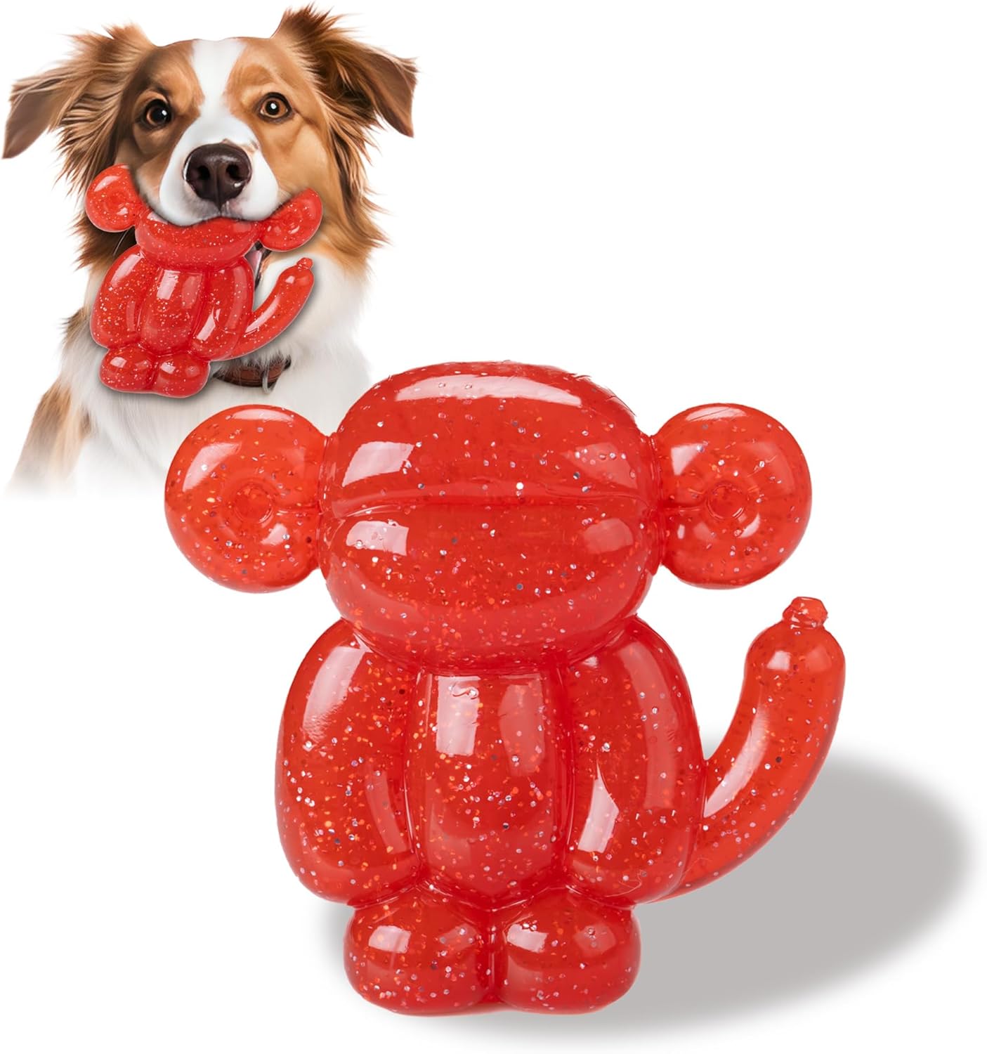 Monkey Dog Chew Toy, Indestructible Dog Rubber Toy for Medium & Large Dogs, Tough No Stuffing Puzzle Toy, Anxiety Relief & Dental Care, Interactive Cognitive Toy, 4.92inch (Green)