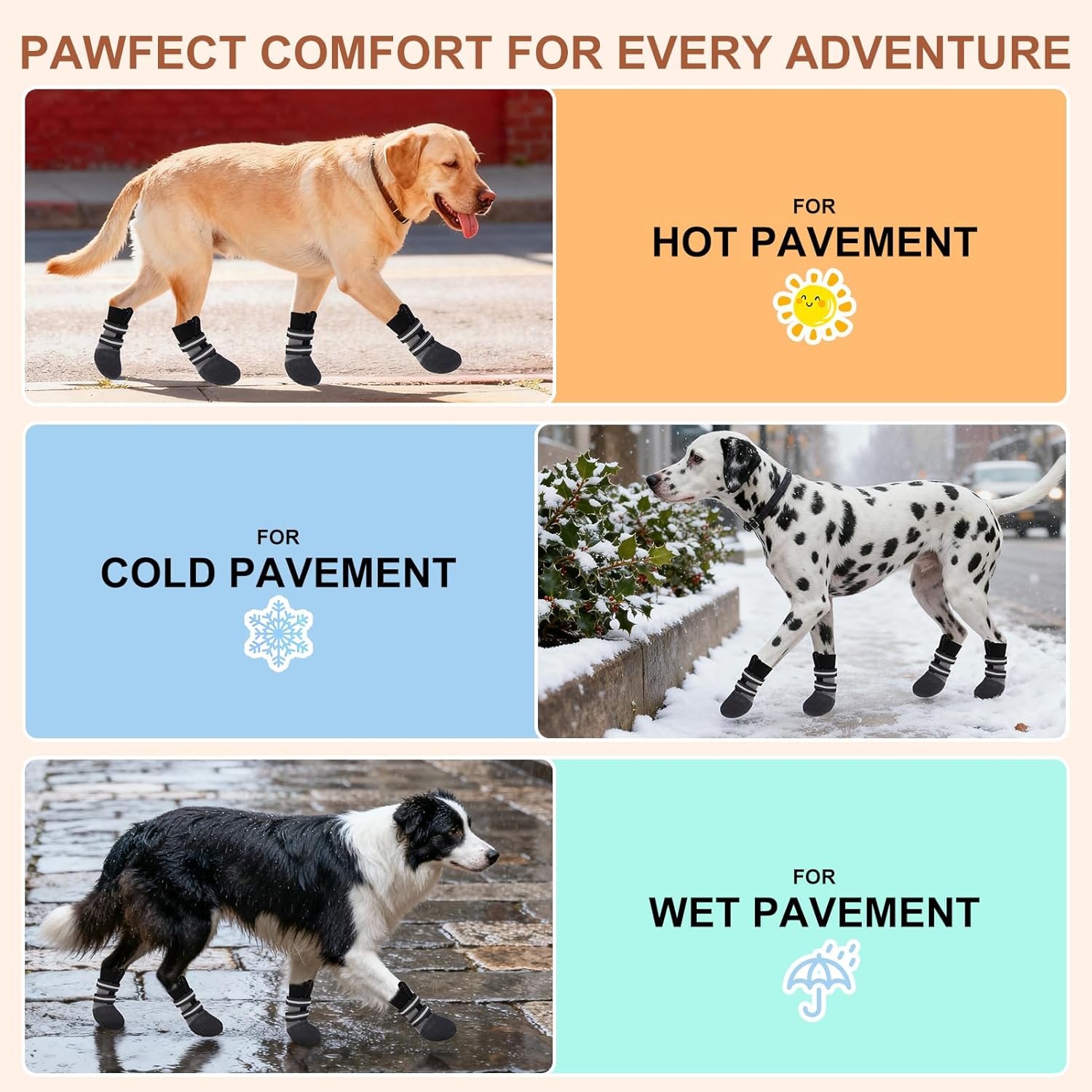 BEAUTYZOO Waterproof Dog Shoes for Winter Cold Weather, Anti-Slip Dog Socks Boots & Paw Protectors, Zipper Dogs Booties to Prevent Licking, Indoor Outdoor Reflective for Small Medium Large Senior Dogs