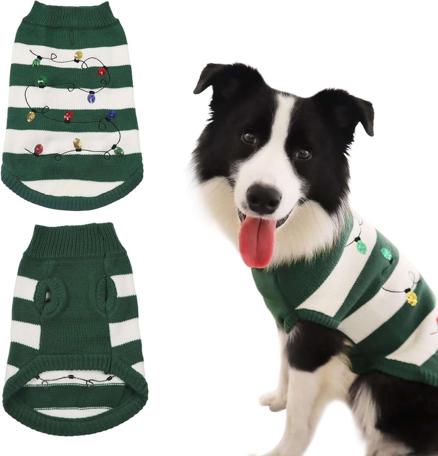 Dog Sweaters Pet Christmas Knitted Sweater Gingerbread Girl Jumper Coat for Puppy Sweaters Warm Outfit for Dog Cat (M)