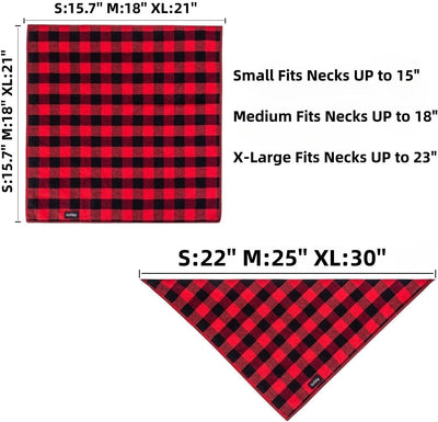 Buffalo Plaid Dog Bandanas Fall Christmas Classic 6PCS Dog Gifts Red Blue Green Orange Black Brown Scarf Adjustable Kerchief for Small Medium Large Cats Puppy