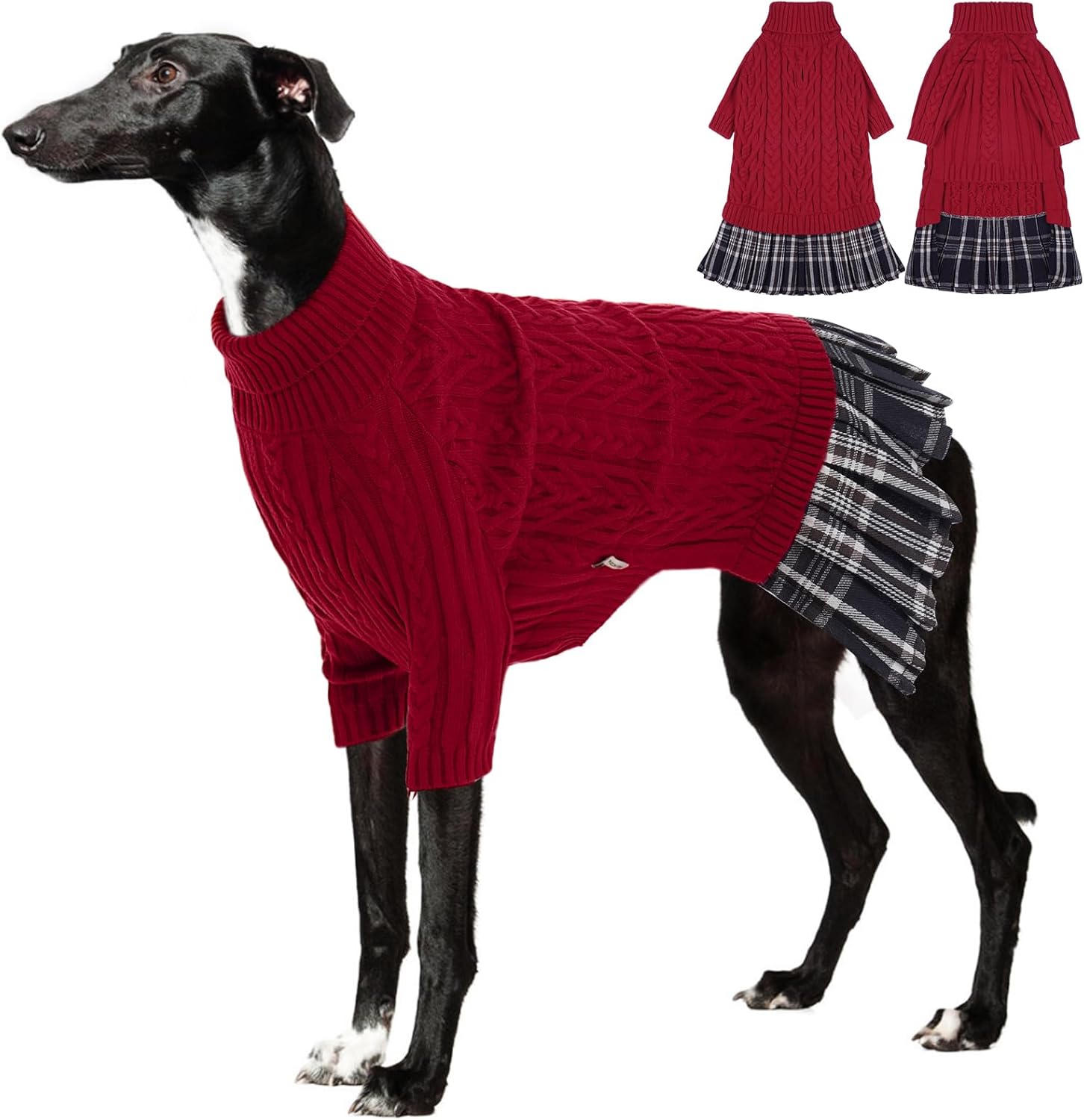 IECOii Big Girl Dog Sweater Dress, Cable Knit Sweater for Extra Large Dogs Girl,Purple,4XL, Cute Dog Warm Dress for Fall Winter, Good Stretcy Fit Knitwear for Giant Breed Dogs Female Indoor & Outdoor