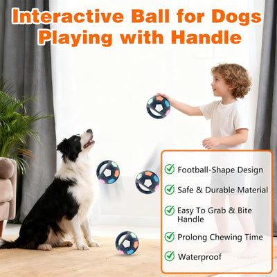 The Mellow Dog Calming Ball with Handle,Dog Toy Balls with Handle,Squeaky Floating Rubber Ball,Interactive Balls for Dogs Playing, Interactive Pet Toy for Water Play,Training & Outdoor Games (White)