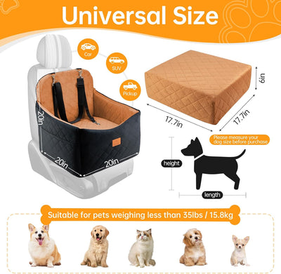 Assentos de carro para cães pequenos, assento elevatório de espuma de memória FurFrolic para cães pequenos/médios até 16 kg, assento de carro para animais de estimação de viagem com capa removível