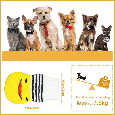 Saintrygo 24 Pieces Anti Slip Dog Socks Small Cat Paw Protector Pet Doggie Grip Knit Socks, Pet Paw Protector Traction for Small Medium Dog Indoor on Hardwood Floor Wear
