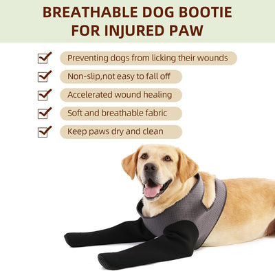 Dog Socks to Prevent Licking Paws ，Breathable Leg Sleeve to Stop Licking and Biting,Firm and Secure Protect Wounds Dog Recovery Sleeve Socks (Gray, Large)