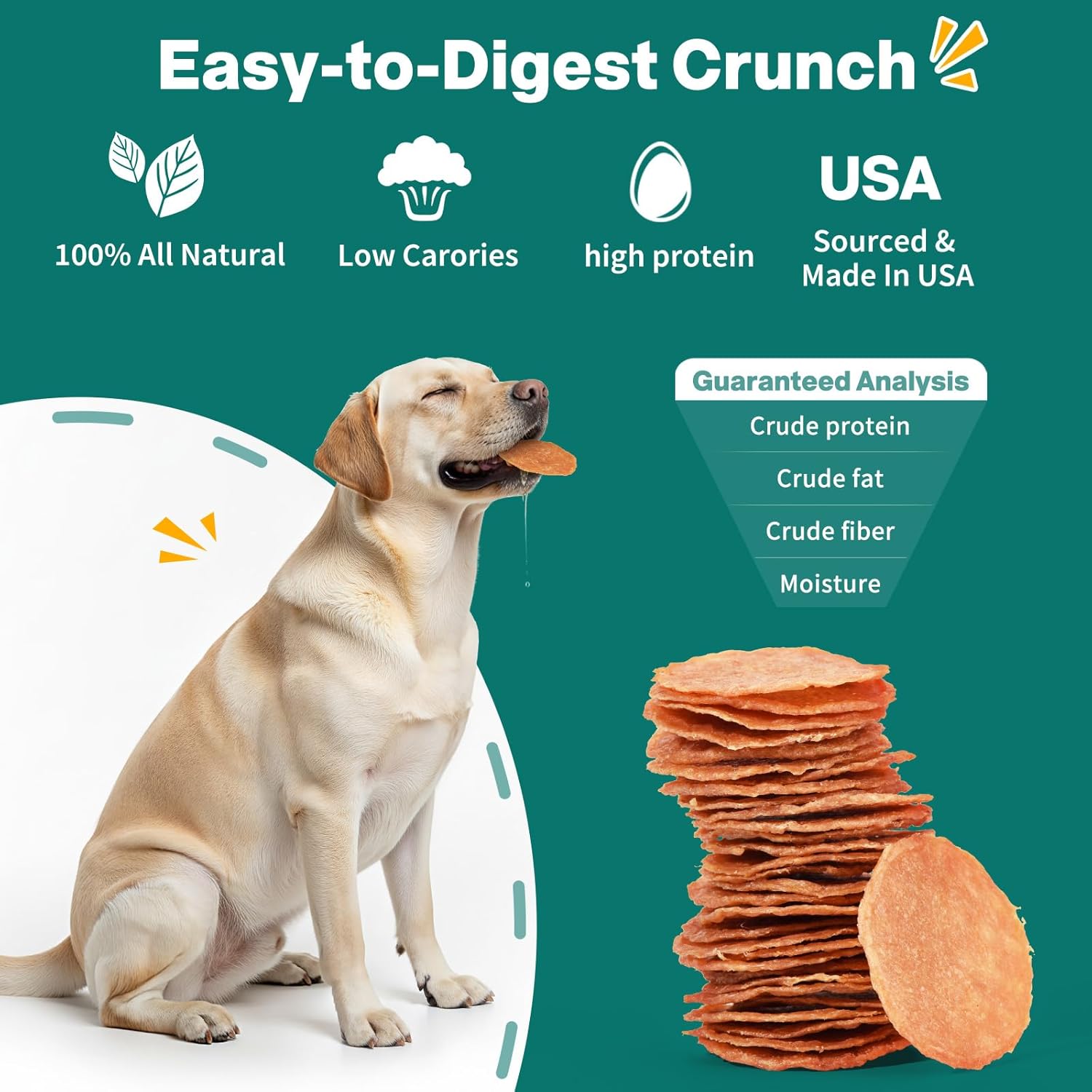 Dog Chicken Chips Treat - 12 oz, 100% Natural Ingredient Made in USA, High Protein Low Calorie Pet Training Chew Jerky Dried Food, Healthy Pet Supplies for Medium, Large Breeds & Puppy