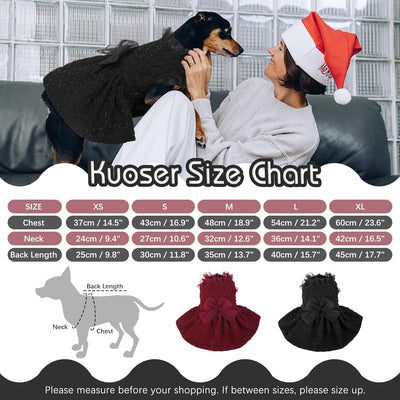 Kuoser Cute Puppy Dress with Bow-Knot Girl Princess Dog Tutu Dress Costume Pet Outfit Cat Clothes for Birthday Party Christmas Wedding, Black Small