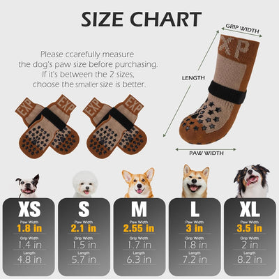 EXPAWLORER Anti Slip Dog Socks to Prevent Licking Paws - Dog Shoes for Hot Pavement, Dog Booties for Hardwood Floors, Dog Boots & Paw Protectors with Grippers for Small Medium Large Senior Dogs