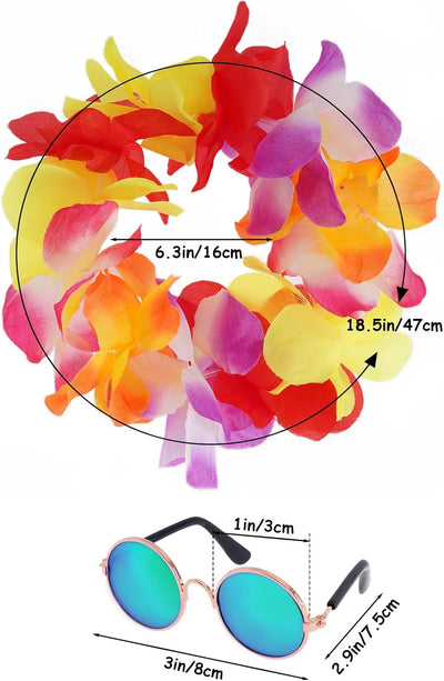 3 Pieces Pet Hawaiian Costume Summer Shirts Sunglasses and Wreath for Small to Medium Dog Cat (X-Large)