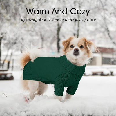 Dog Sweaters for Small Medium Large Dogs Girl, Classic Turtleneck Pet Sweater for Dogs, Thermal Doggy Winter Coat, Warm Dog Shirt Outfits, Double Knitting Collar for Outdoor Playing (M, Dark Green)