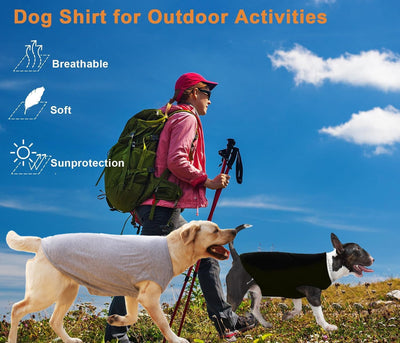 Dog Large Blank Shirts,Lightweight Cool Clothes for Big Dogs,Girl Boy Cotton Sun T-Shirt Breathable Tops,Grey Black XXXL