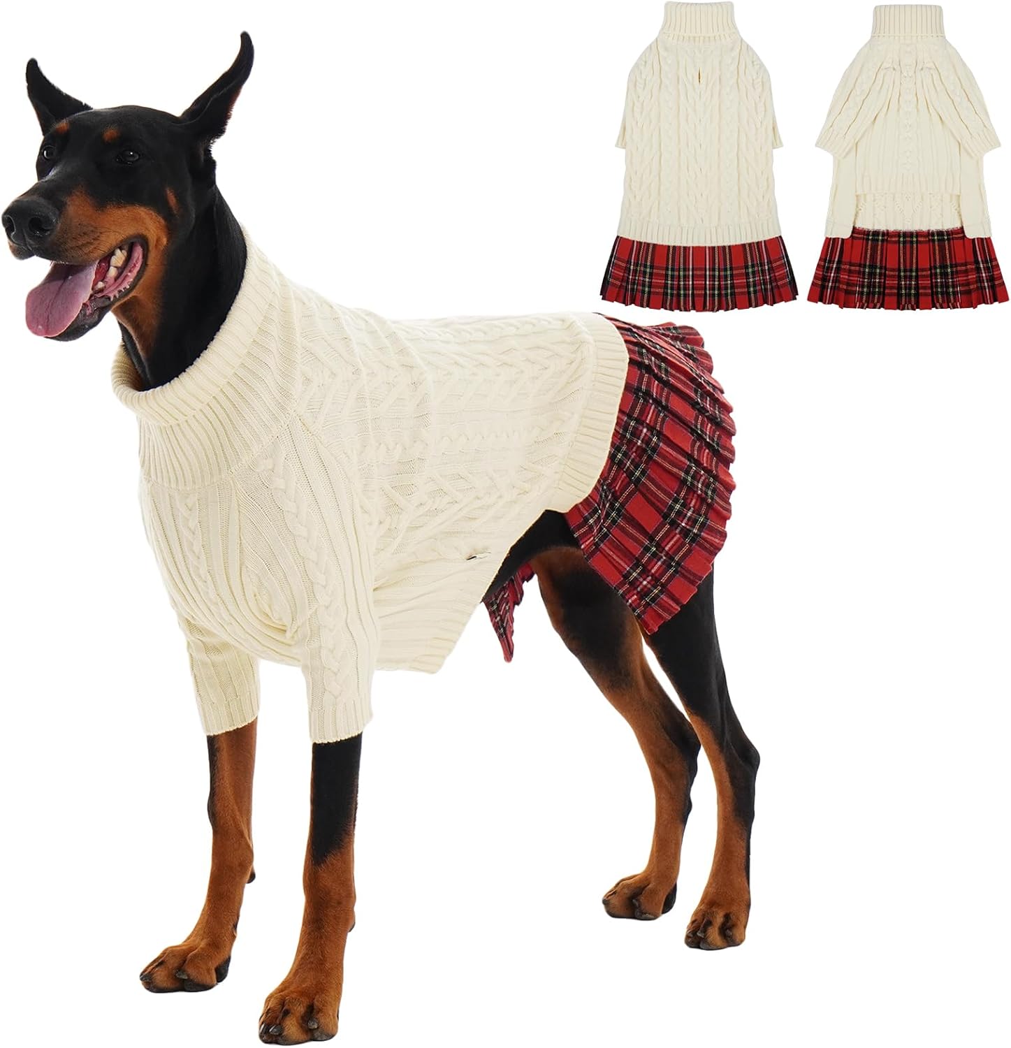 IECOii Big Girl Dog Sweater Dress, Cable Knit Sweater for Extra Large Dogs Girl,Purple,4XL, Cute Dog Warm Dress for Fall Winter, Good Stretcy Fit Knitwear for Giant Breed Dogs Female Indoor & Outdoor