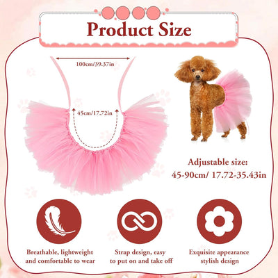 Dog Tulle Tutu Small Dog Dress Pink Dog Tutu Ballerina Costume Skirt Pets Dress Supplies Dog Clothes Set Puppy Outfits Dog Princess Costume for Photo Prop Supplies Birthday Party