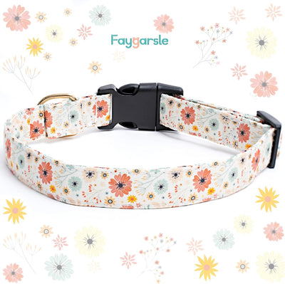 Faygarsle Cotton Designer Dogs Collar Cute Flower Dog Collars for Girl Female Small Medium Large Dogs with Flower Charms S